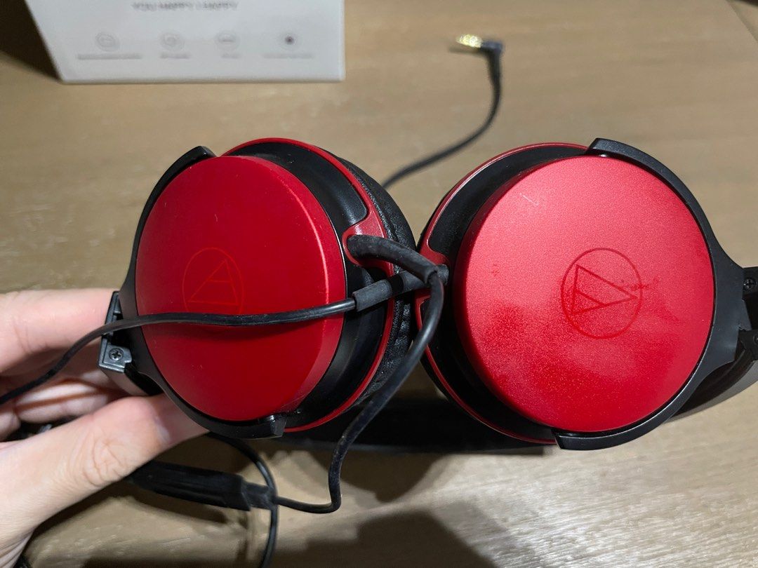 Audio Technica Red Headphones, Audio, Headphones & Headsets on Carousell