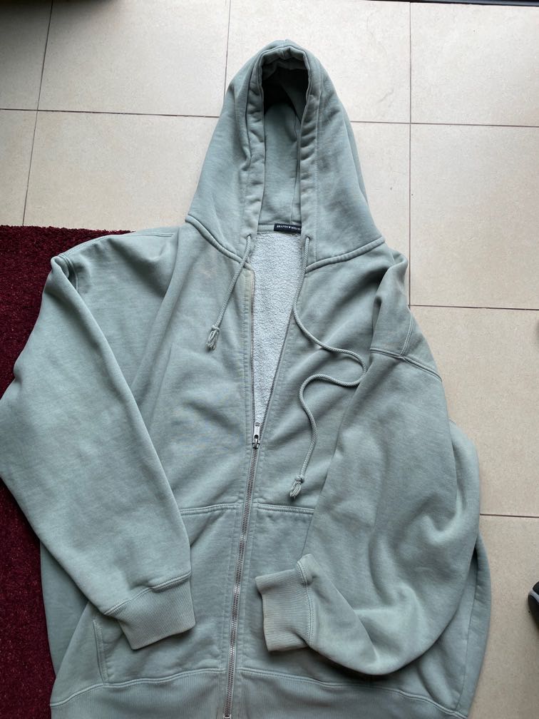 Authentic Brandy Melville sage green oversized zip up hoodie, Women's