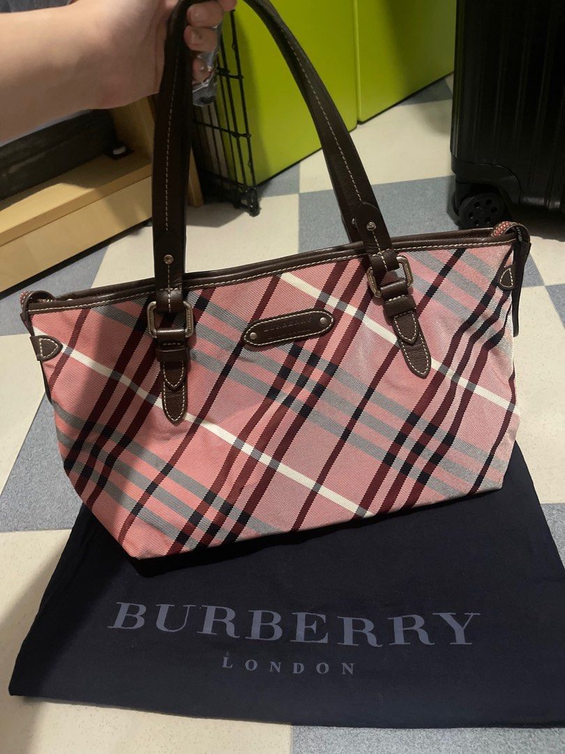 ?Authentic cheapest Burberry Red checkered canvas tote bag, Luxury, Bags &  Wallets on Carousell