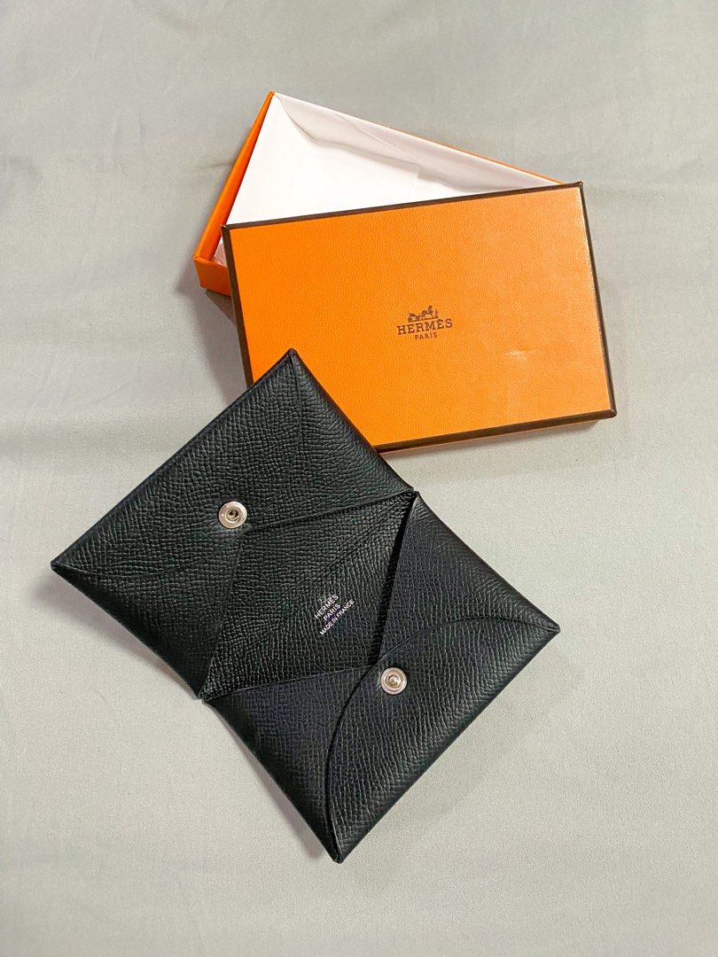 AUTHENTIC Hermes Black Calvi Wallet / Card Holder (Category: Luxury Bags & Wallets) located in Quezon City. Submitted by closetofcoco (Listing ID 1219400988, Image 1). Description: GUARANTEED AUTHENTIC PM FOR INQUIRIES NO LOW BALLING.