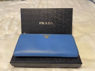 Authentic Preloved Prada Blue Saffiano Wallet