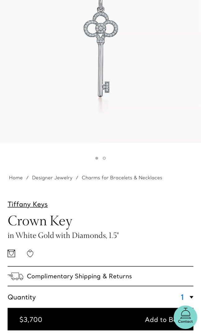 Tiffany Keys Crown Key in Yellow Gold with Diamonds, 1.5