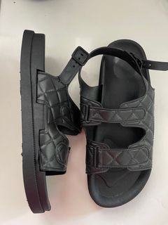 Black Quilted Rubber Mandals Dad Sandals