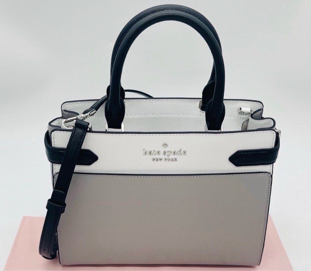 Kate Spade New York Staci Medium Saffiano Leather Satchel (Nimbus Grey)