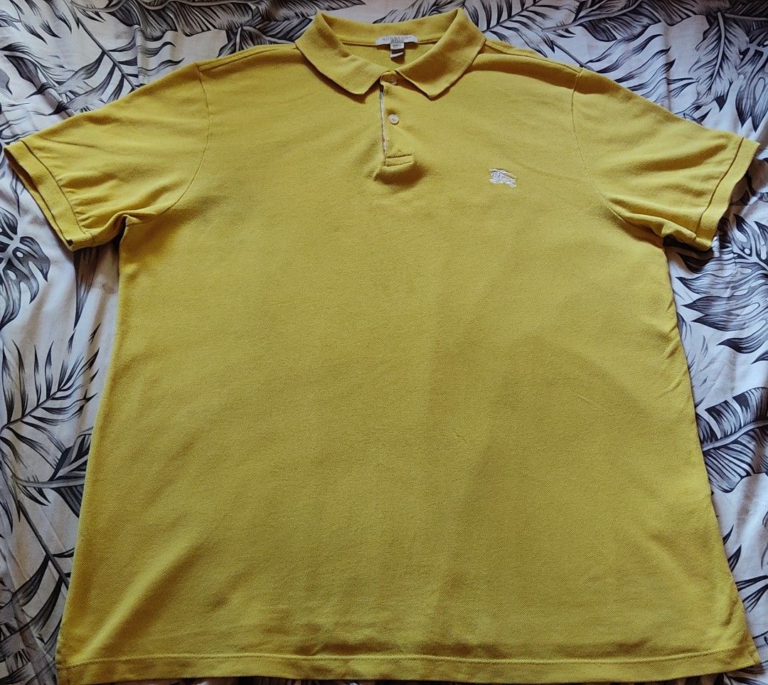 Burberry Polo Shirt Mustard Yellow XXL on tag pero Fit to Large