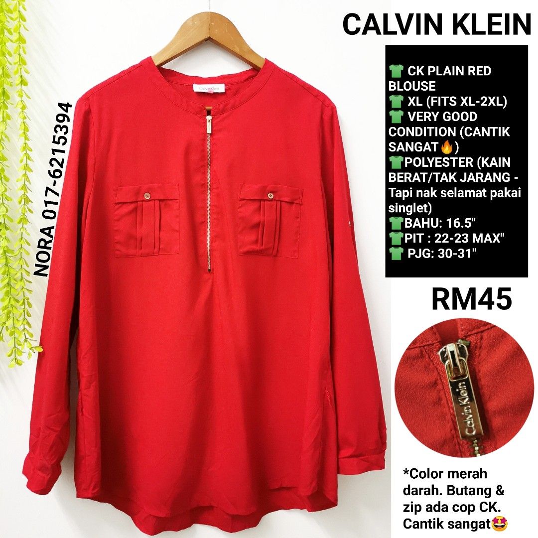 Calvin klein red blouse clearance