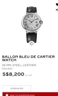 Cartier Ballon Bleu 36mm Steel Leather