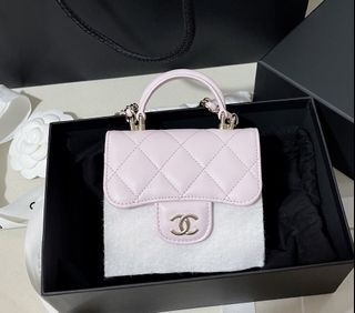 CHANEL 23P Black/ Lilac Pink Mini Top Handle LGHW *New - Timeless Luxuries