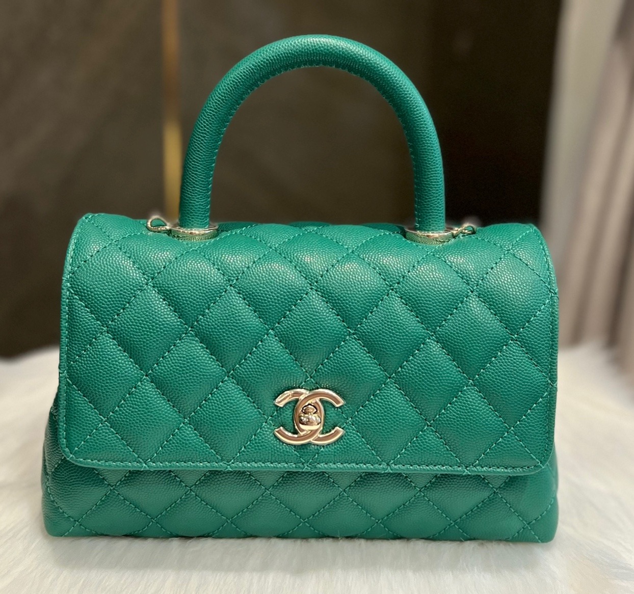 Chanel Coco  Green Caviar Lghw, Luxury, Bags & Wallets on Carousell