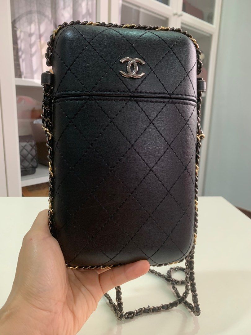 Clearance Sale Chanel Quilted Lambskin Chain Around Phone Holder Bag