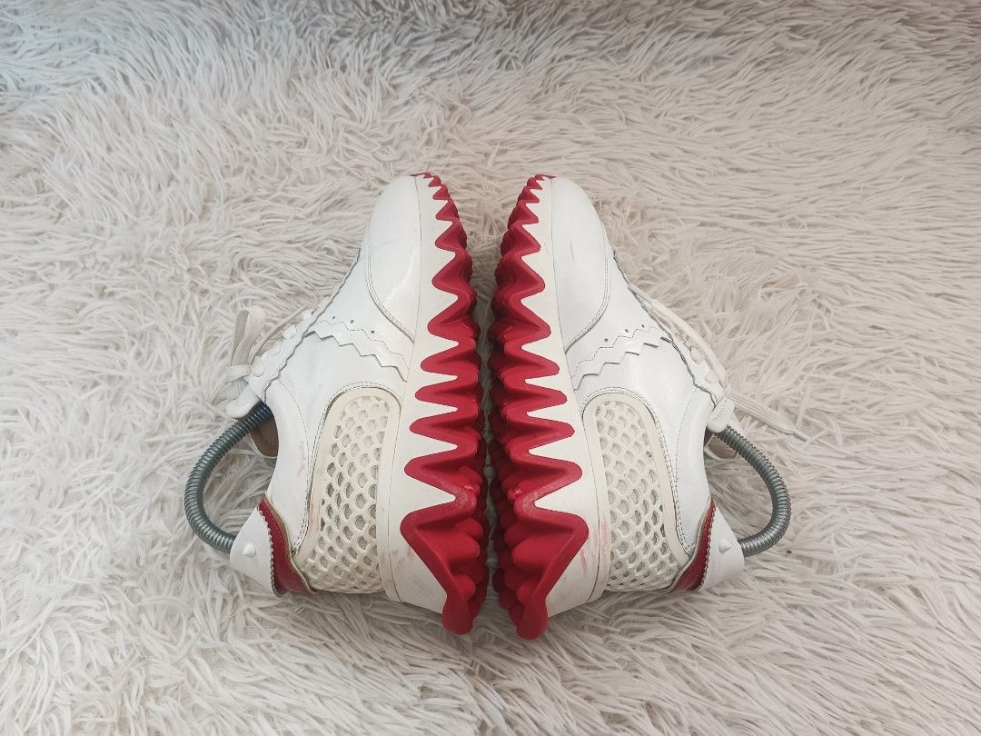 CHRISTIAN LOUBOUTIN Loubi Shark leather and stretch sneakers