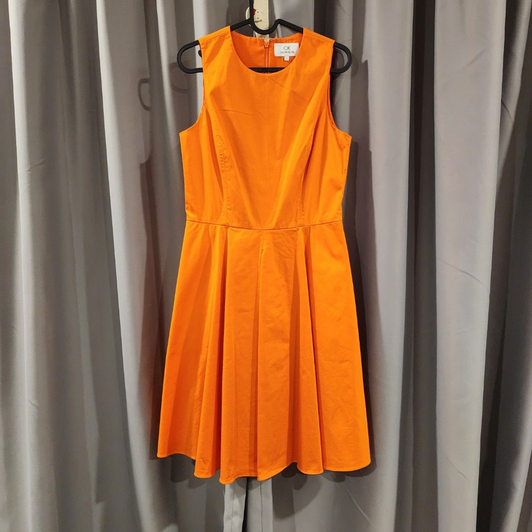 CK Calvin Klein Deep Saffron Coloured Dress, Women's Fashion, Dresses &  Sets, Dresses on Carousell