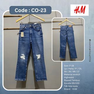 CO-23 H&M Celana Jeans Highwaist Ripped Size 27-28