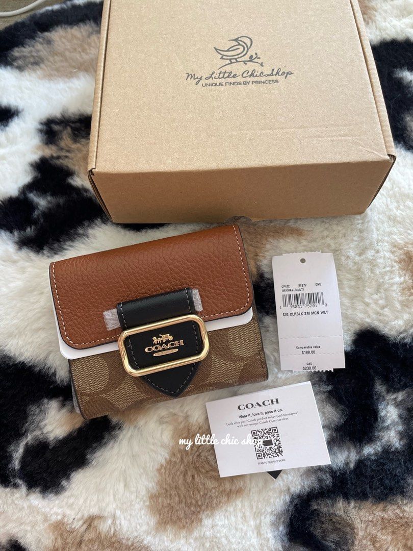 coach small morgan wallet in signature canvas khaki multi on Carousell