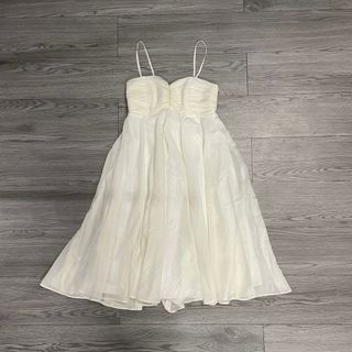 Custom Made Dainty Chiffon Dirty/Pearl White Dress (perfect for expensive date night vibes!) XS-S [Couquette, Dollete, Dainty, Expensive vibes]