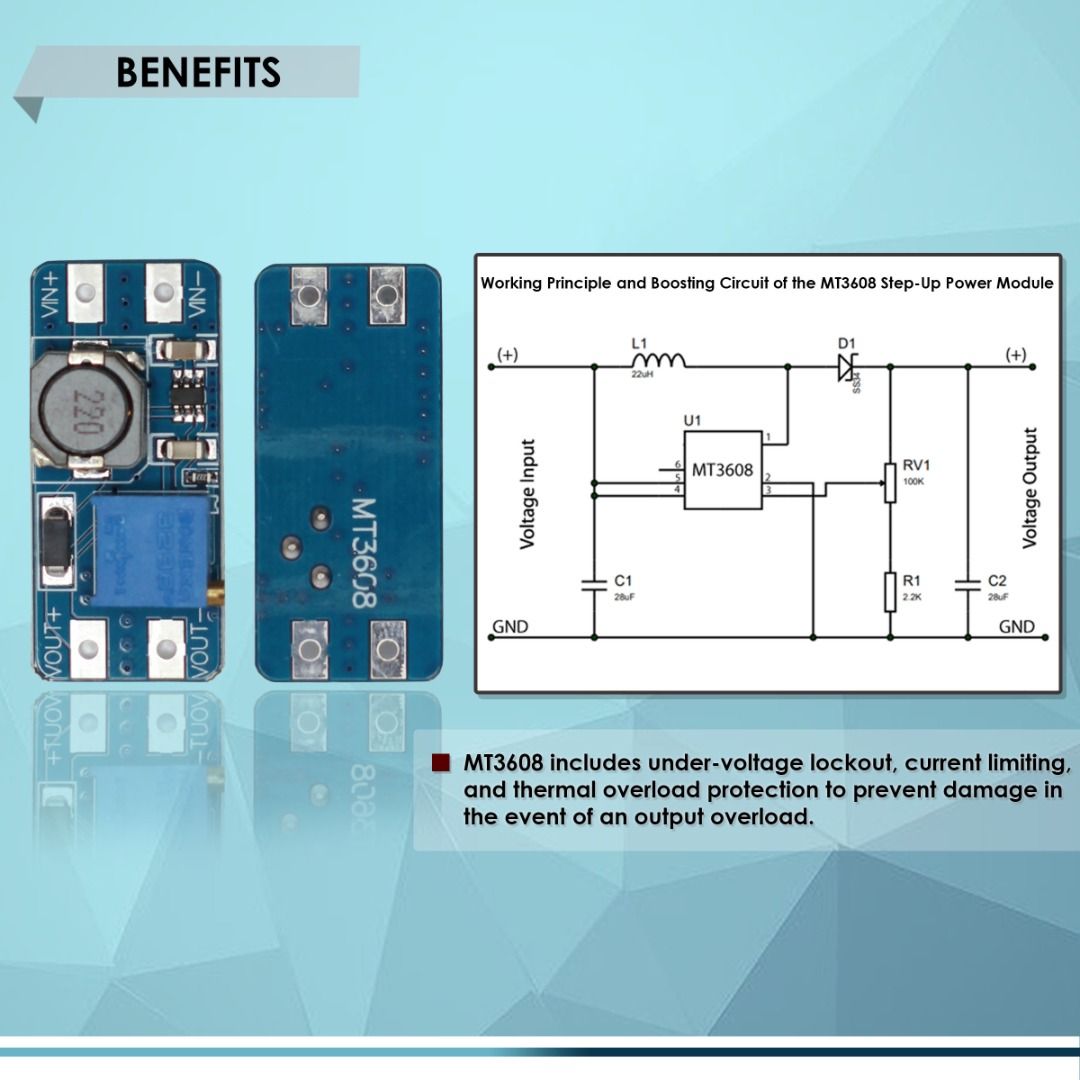 DC-DC MT3608 2A, STEP UP BOOST CONVERTER MODULE ADJUSTABLE VOLTAGE ...