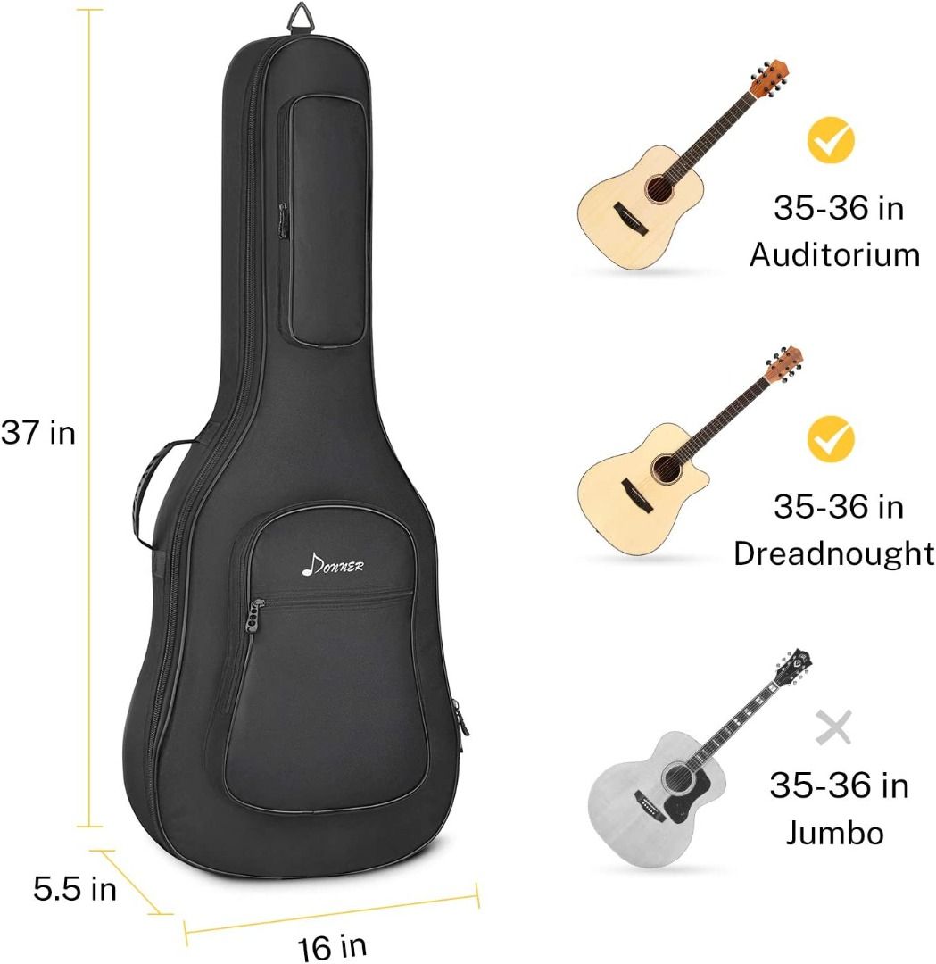Donner 36 Inch Acoustic Guitar Bag Guitar Case 0.5 Inch Thick