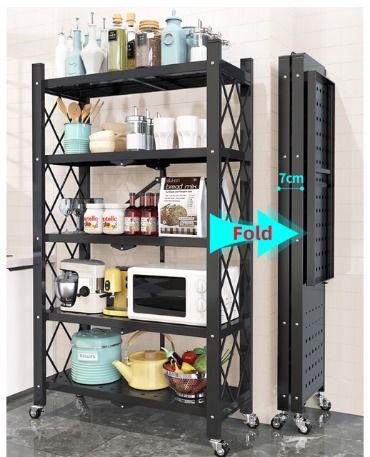 Folding Storage rack 3/4/5 layer kitchen rack free installation of ...