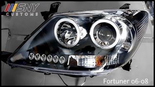 Fortuner projector 2006 to 09 Headlamps CCFL Angel Eyes led DRL smoke
