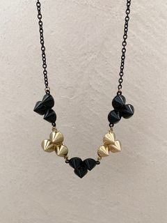 Gold & Black Rivets Necklace