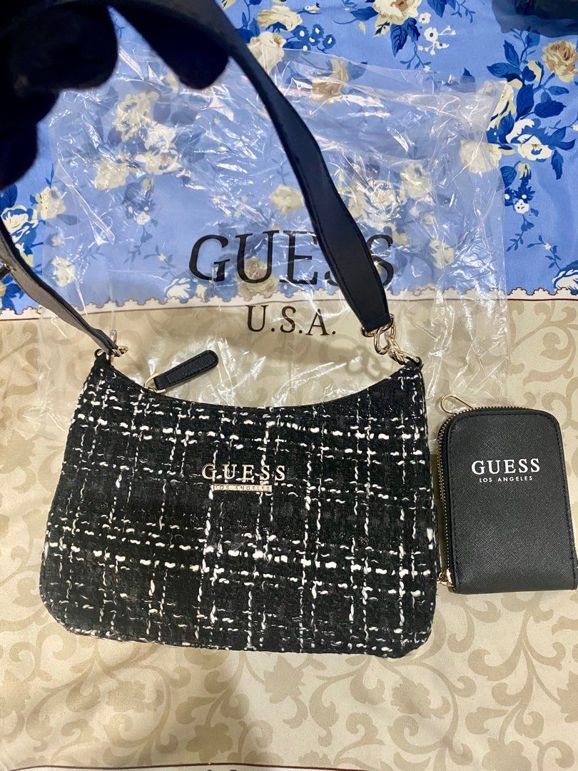 Guess tweed bag shoulder bag guess sling bag mini bag tas guess, Barang