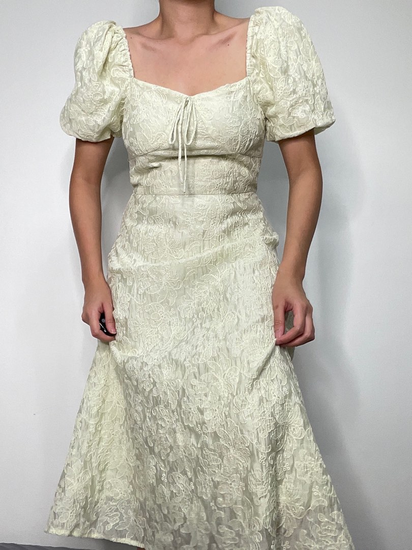 Green Hibiscus Embroiderd One-Shoulder Dress main image 0
