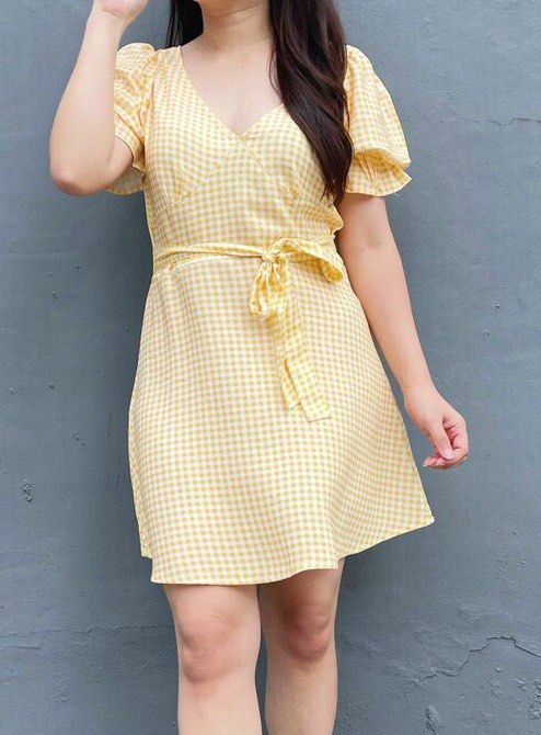 H M PLAID DRESS YELLOW KUNING SALE FROM Fesyen Wanita Pakaian Wanita Gaun Rok di Carousell