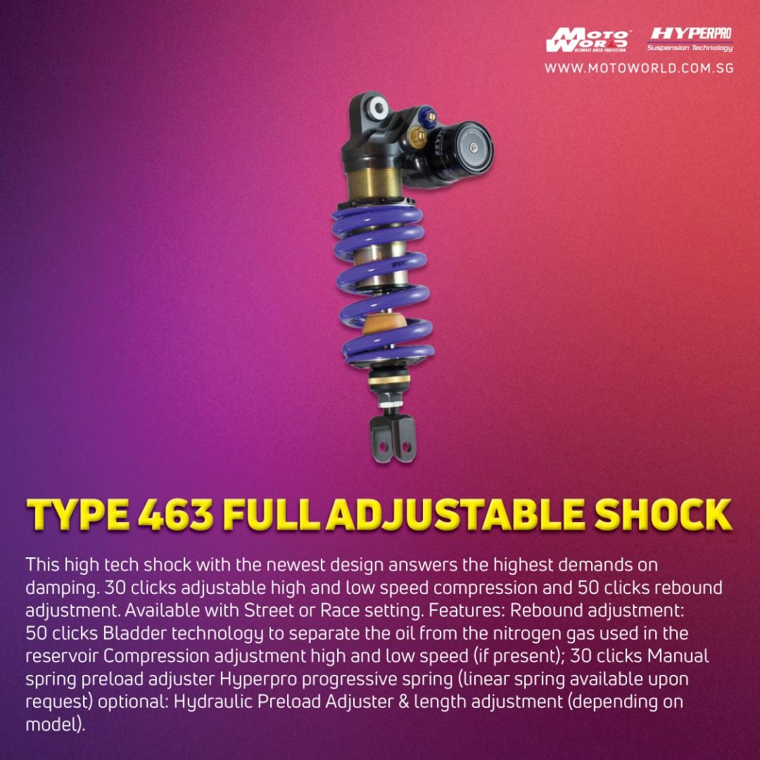 Hyperpro Adjustable Suspension Motorcycle Shock Absorbers Upgrade Kit