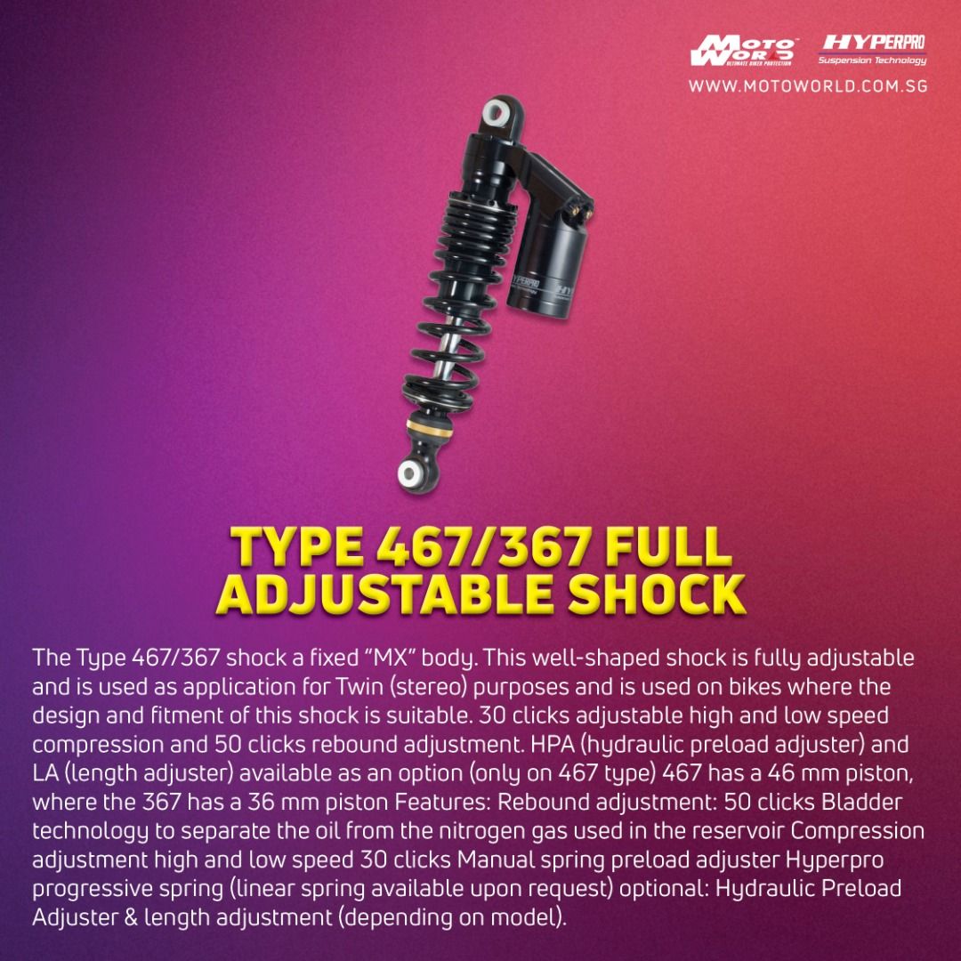 Hyperpro Adjustable Suspension Motorcycle Shock Absorbers Upgrade Kit