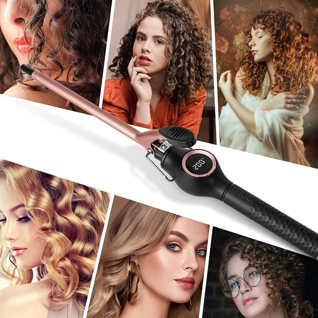 J080] Tailiqi 9mm Mini Curling Tongs, Professional Thin Curling Wands for  Long & Short Hair, Tourmaline Ceramic Barrel Curling Iron with Adjustable  HD-Temperature Display, Free Glove & Clips, Beauty & Personal Care,
