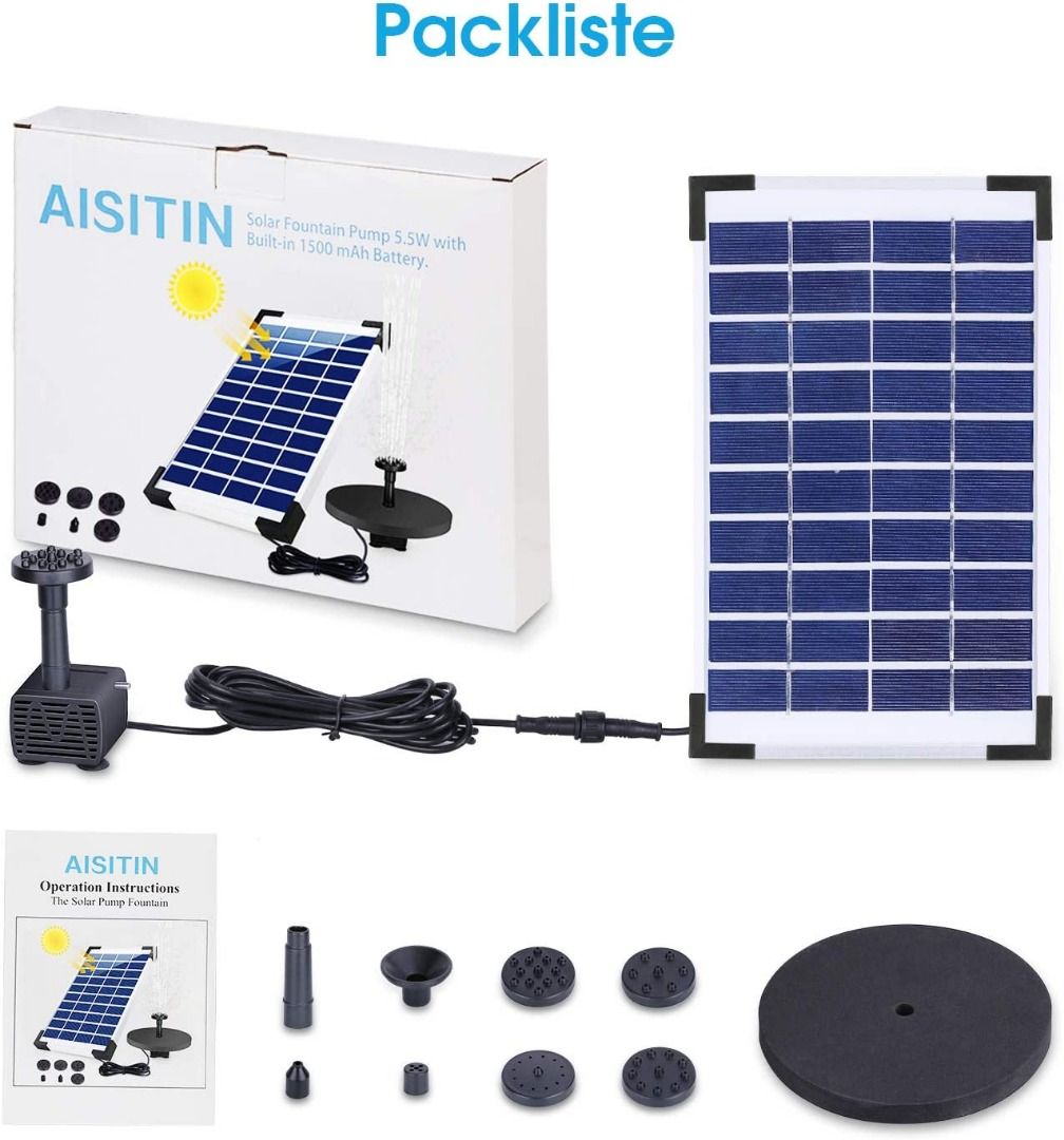 Pompe De Fontaine Solaire Flottante Pour Bassin - Économie D'énergie, Facile à Utiliser, Jet 30-60 Cm