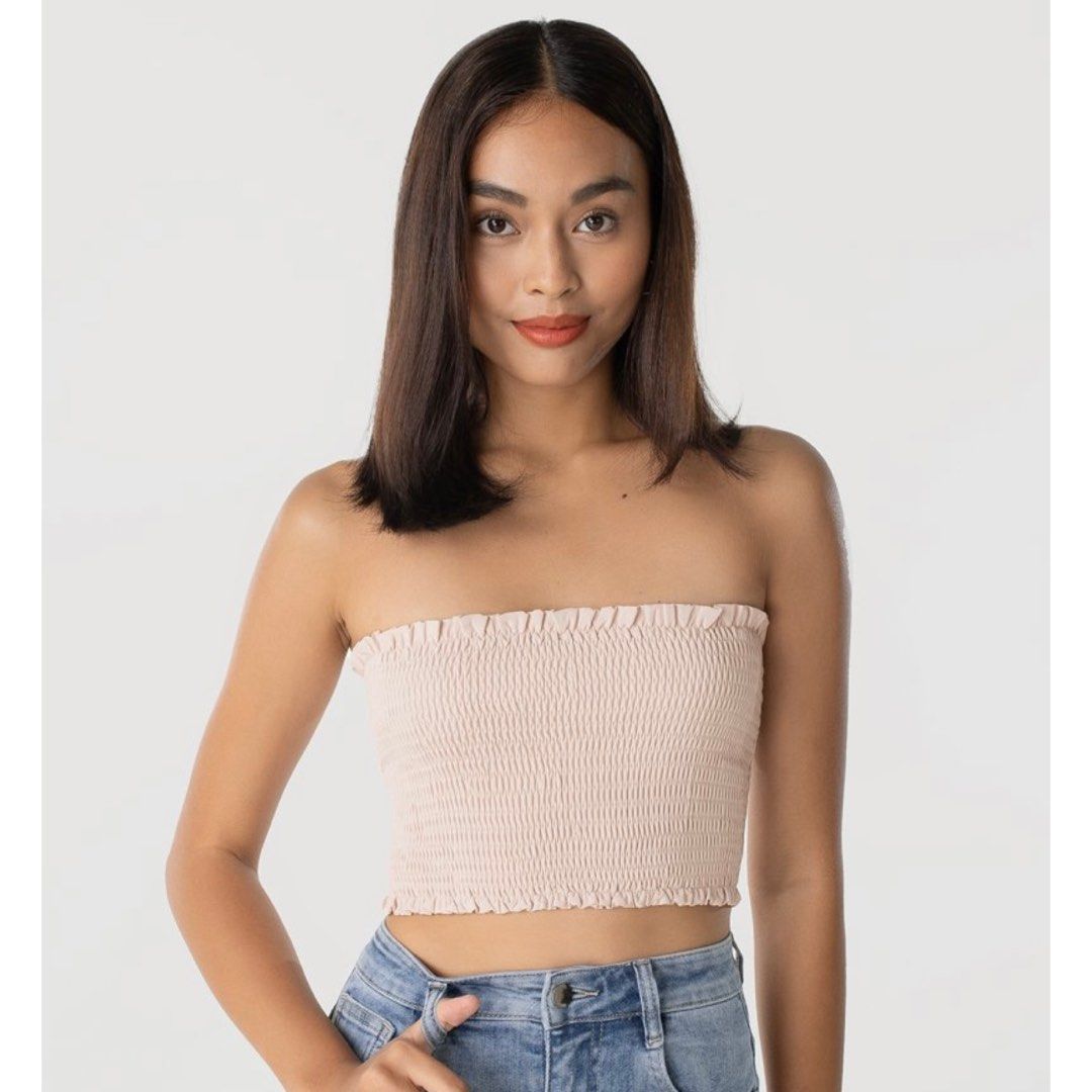 Smocked tube outlet top with straps