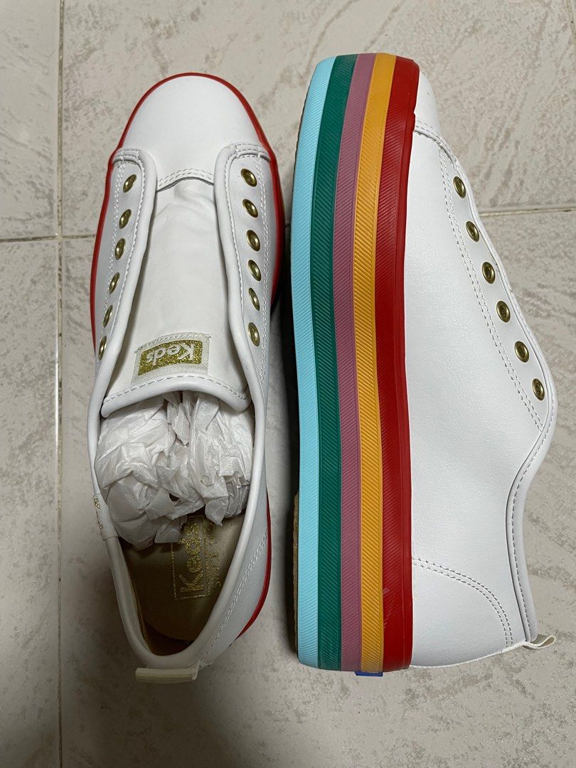 White rainbow platform sneakers discount