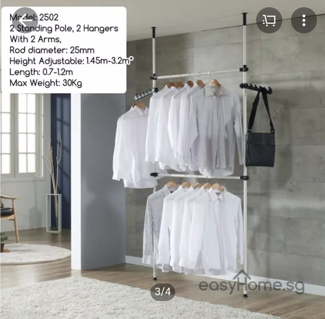 Image showcasing Korean clothes hanging poles, Furniture & Home Living, Bedding & Towels ...