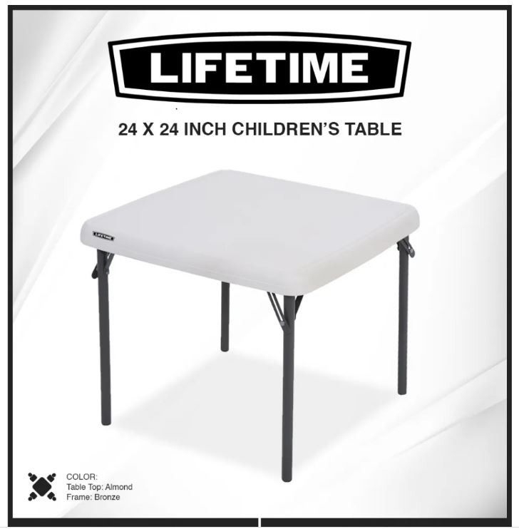 Lifetime Children s 24 x 24 Inch Square Folding Table Almond
