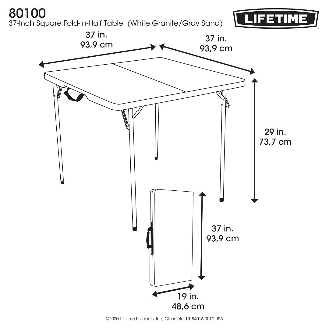 Lifetime Square Fold-In-Half Table 37 x 37 - White (Category: Office Furniture & Fixtures) located in Taguig. Submitted by lifetimetable2463 (Listing ID 1219362119, Image 3). Description: Product details of Lifetime Square Fold-In-Half Table 37 x 37 - White Lifetime 37-Inch Square Fold-In-Half Folding Tables are constructed of high-density polyethylene and are stronger, lighter, and more durable than wood. They will not crack, chip or peel, and a