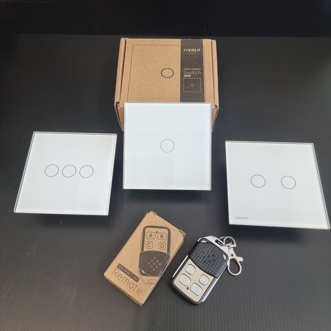 LIVOLO Wireless Remote Control Light Switches (No Neutral) White with LED Indicator (Tempered
