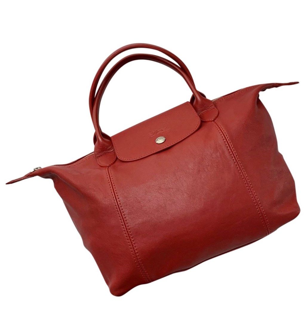 Longchamp full leather bag-Longchamp Le Pliage Cuir Strapped Tote Bag,  Women's Fashion, Bags & Wallets, Tote Bags on Carousell