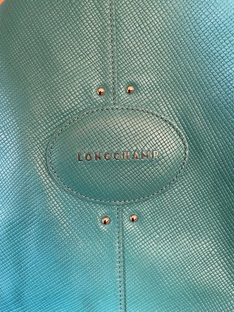 Longchamp, Bags, Longchamp Quadri Hobo Bagturquoise Blue Leather Tote