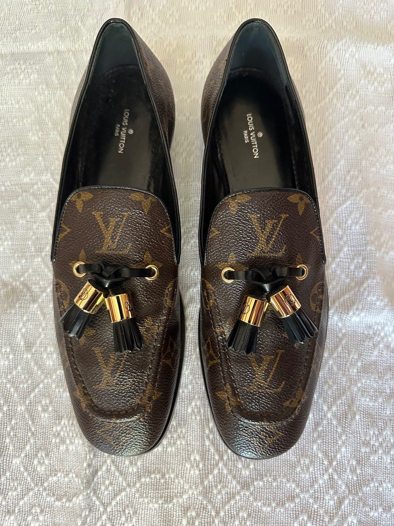 Louis Vuitton Monogram Society Loafers (Category: Loafers) located in Muntinlupa City. Submitted by stark880 (Listing ID 1219494306, Image 2). Description: Authentic Louis Vuitton Loafers Used once Size 39 Complete with box, dustbag, and card PM for more pictures.