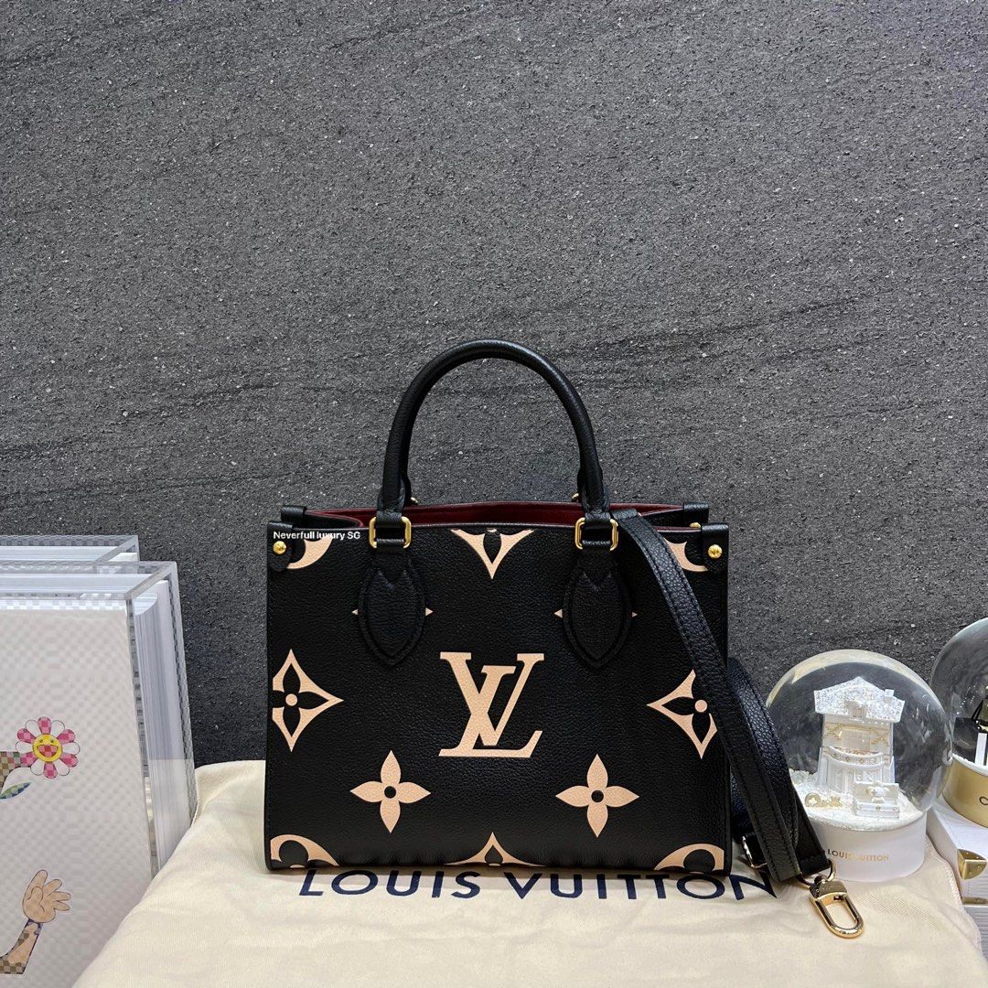 Louis Vuitton Women Onthego PM Bicolor Monogram Empreinte Crossbody Bag Cream