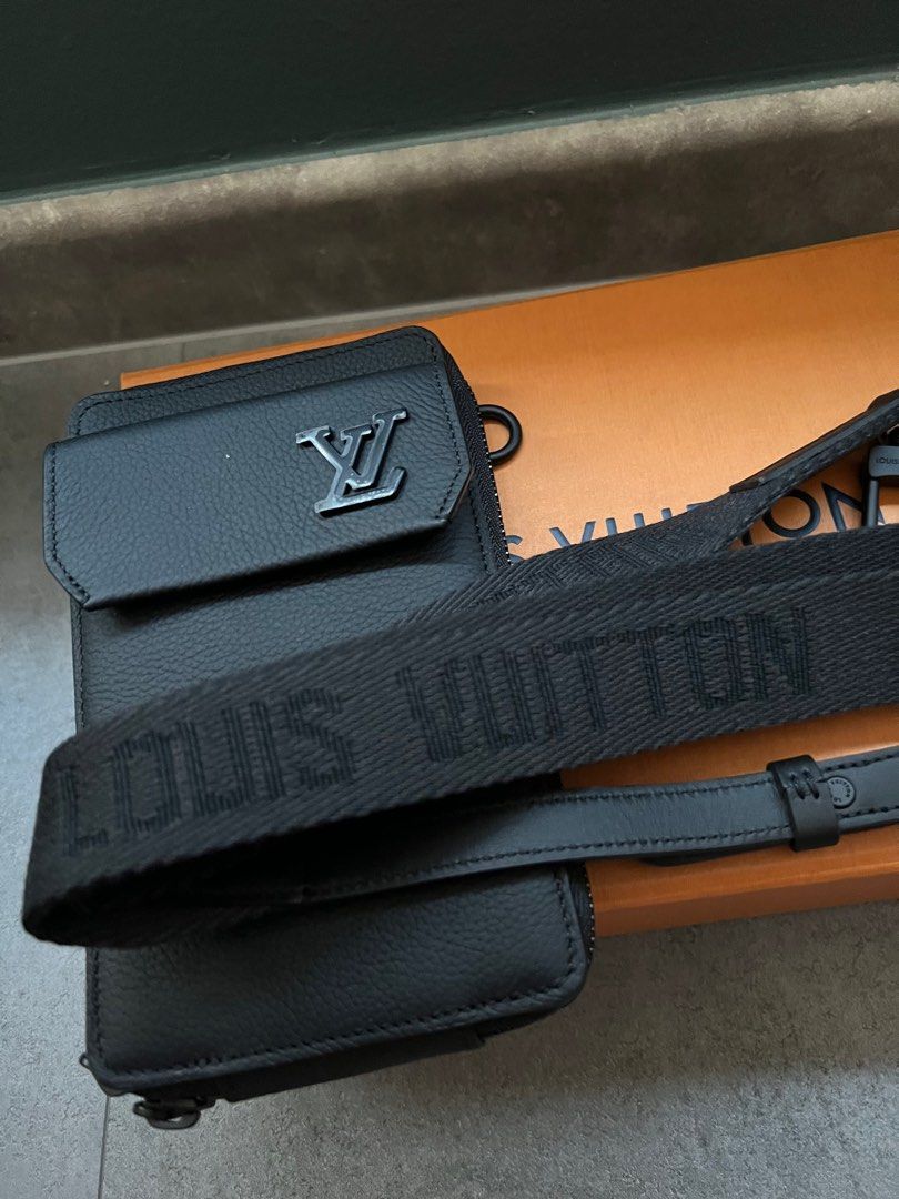 Louis Vuitton LV Aerogram Phone Pouch Crossbody Black M57089 Free