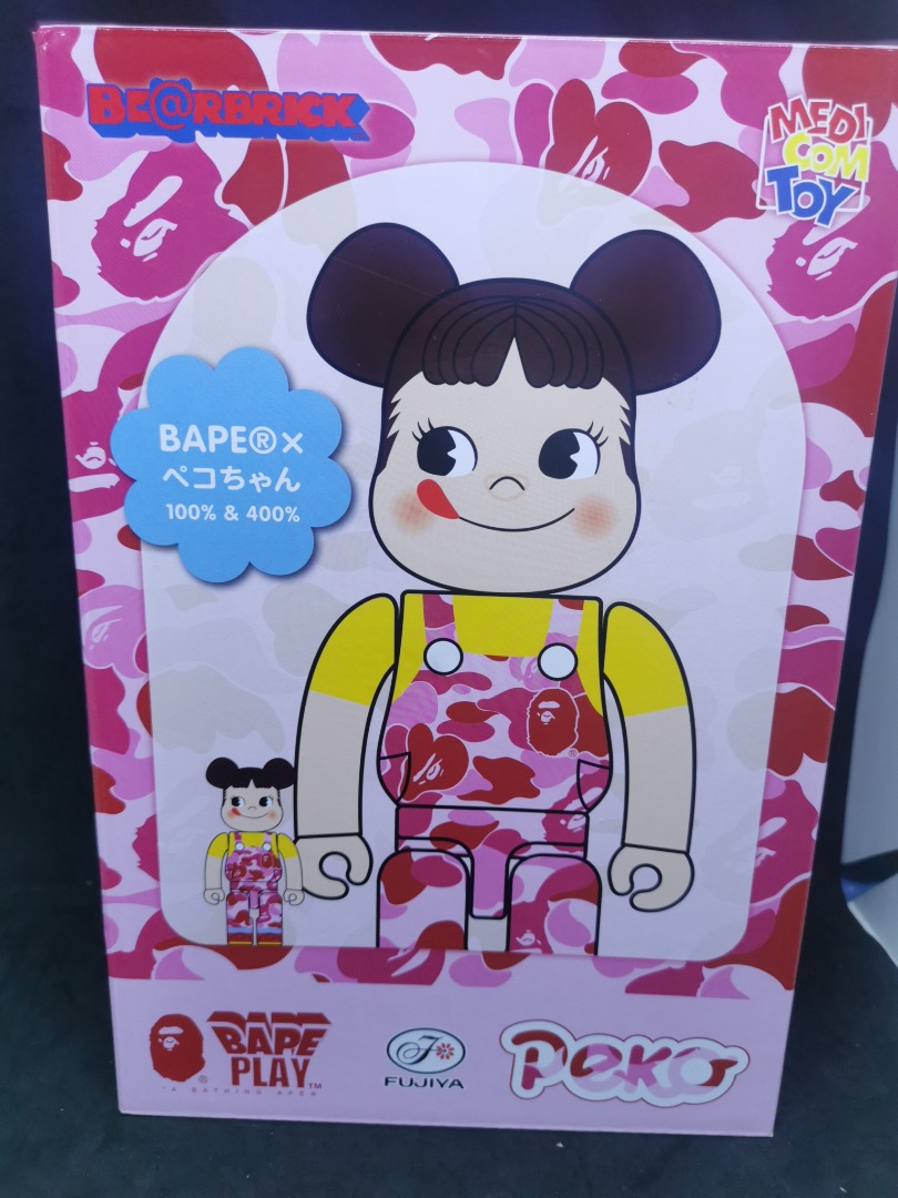 Medicom Toy Bearbrick x BAPE Peko-chan Fujiya 100% & 400% Set PINK 