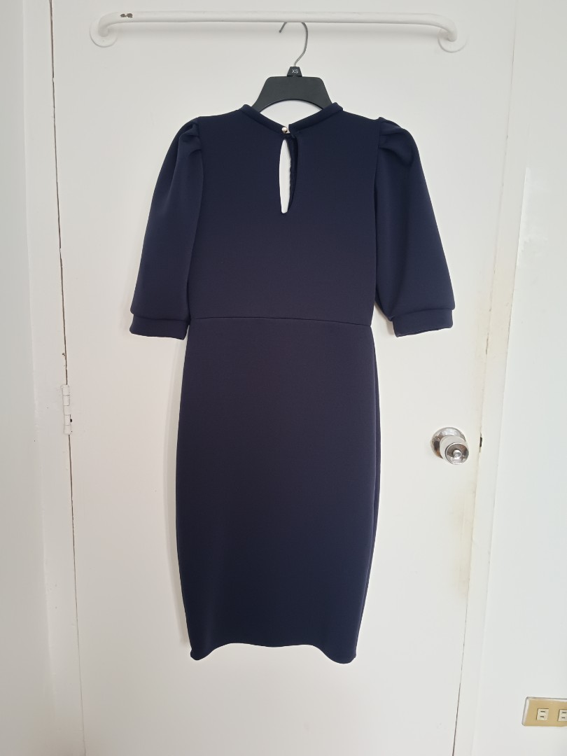 Modern Miss Minchin Dress (navy blue dress 3/4 sleeve) neoprene blend ...
