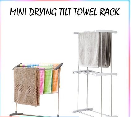 Mobile Towel Clothes Drying Rack Storage Shelf Portable Space Saving Mobile Towel Rack Tilt Towel Rack for small towel AT1423