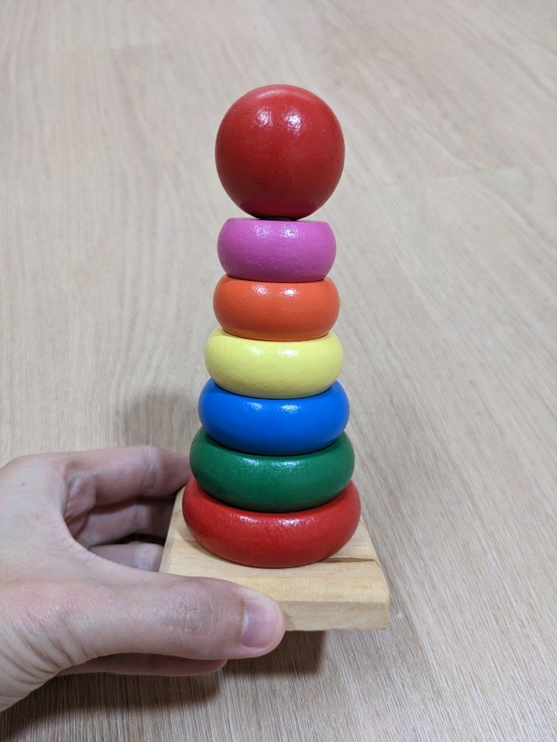 Montessori mini rainbow ring stacker, Babies & Kids, Infant Playtime on ...