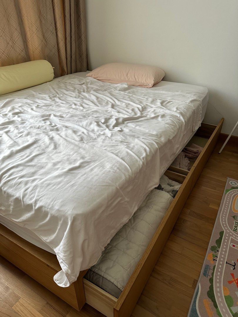 Muji bed frame with drawers & mattress, Furniture & Home Living