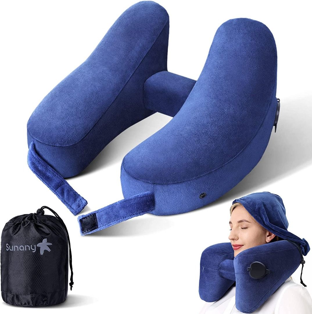 Purefly Inflatable Travel Pillow Soft Velvet Neck Support Pillows for -  Lencoo