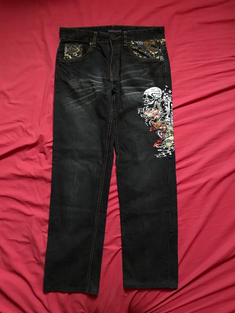 Nippon Blue Skeleton Jeans on Carousell