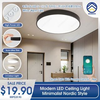 ODOROKU Circle Modern LED Ceiling Light Minimalist Flush Mount Ceiling Light Fixture Circle Lighting Lamp with Acrylic Lampshade for Bedroom Living Room Dining Room Laundry Black White